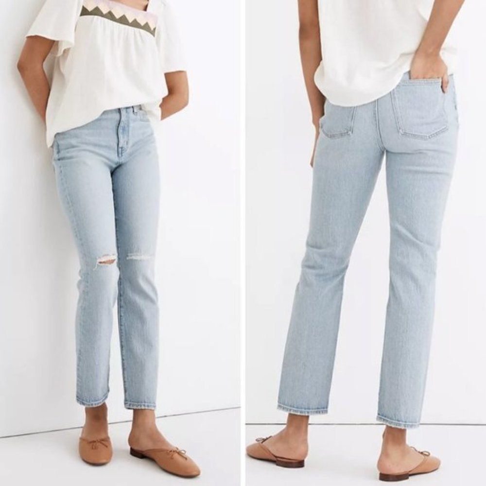 NEW‎ Madewell The High-Rise Slim Crop Boyjean in Dumas Wash: Ripped Edition, 27